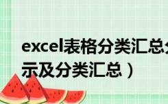 excel表格分类汇总分级显示（excel分级显示及分类汇总）