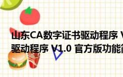 山东CA数字证书驱动程序 V1.0 官方版（山东CA数字证书驱动程序 V1.0 官方版功能简介）