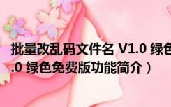 批量改乱码文件名 V1.0 绿色免费版（批量改乱码文件名 V1.0 绿色免费版功能简介）