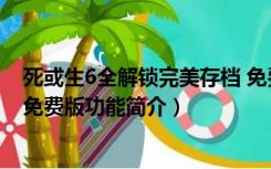 死或生6全解锁完美存档 免费版（死或生6全解锁完美存档 免费版功能简介）