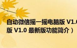 自动微信摇一摇电脑版 V1.0 最新版（自动微信摇一摇电脑版 V1.0 最新版功能简介）