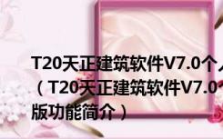 T20天正建筑软件V7.0个人版过期补丁 V2021 绿色免费版（T20天正建筑软件V7.0个人版过期补丁 V2021 绿色免费版功能简介）